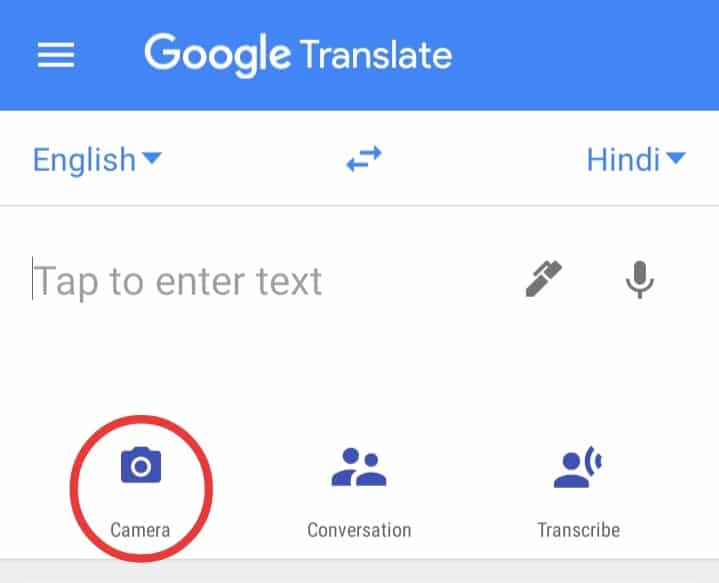 Google translate camera